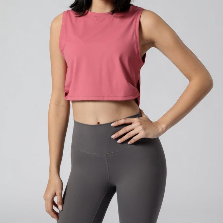 Side Knots Pink-Red Crop Top