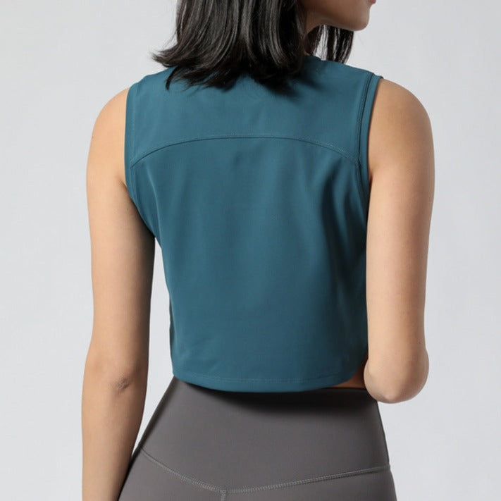 Side Knots Blue-Green Crop Top