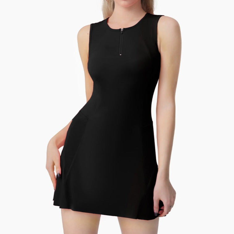 Black Zip Front Golf Dress