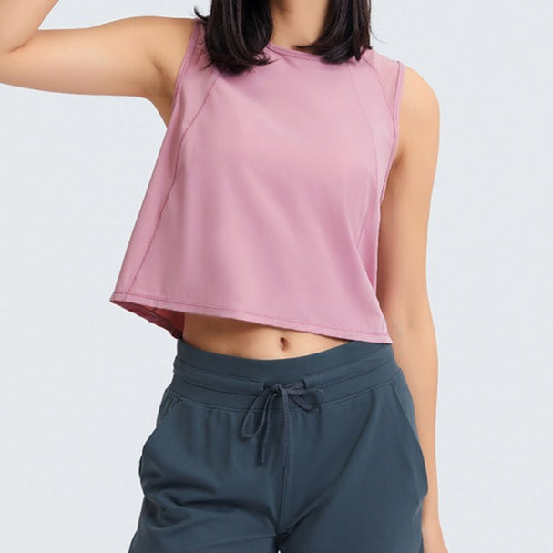 Pink Slit Back Crop Top