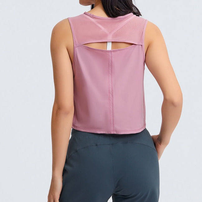 Pink Slit Back Crop Top