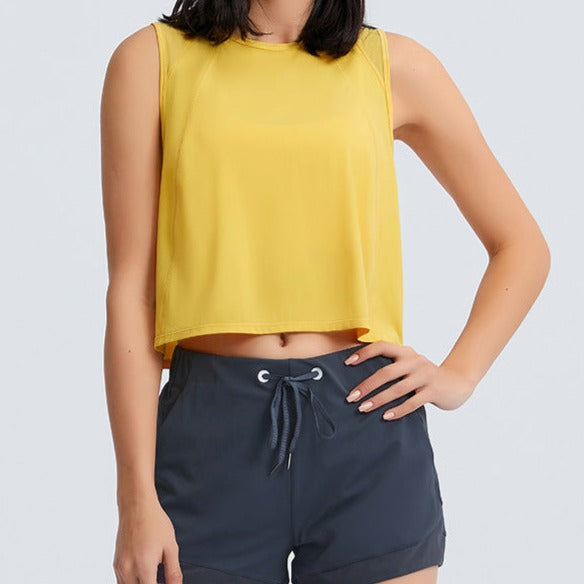Yellow Slit Back Crop Top