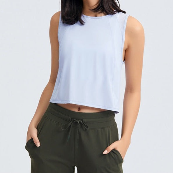 Light Blue Slit Back Crop Top