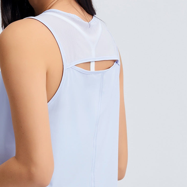 Light Blue Slit Back Crop Top