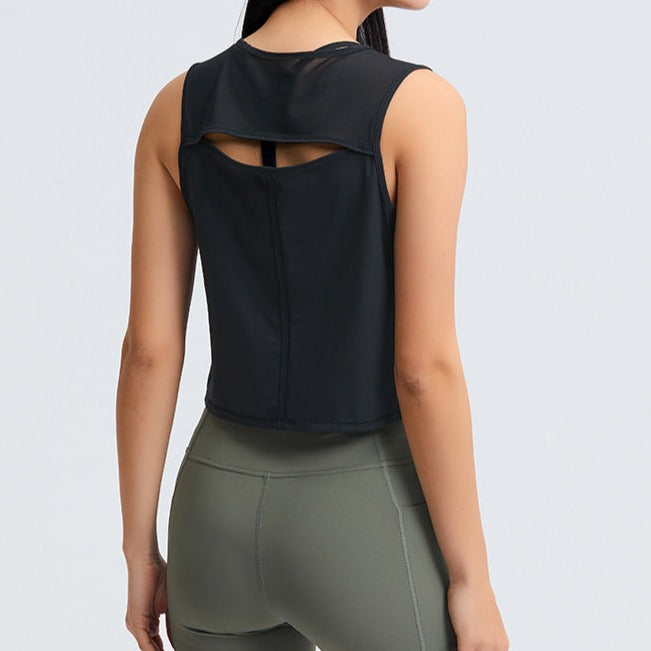 Black Slit Back Crop Top