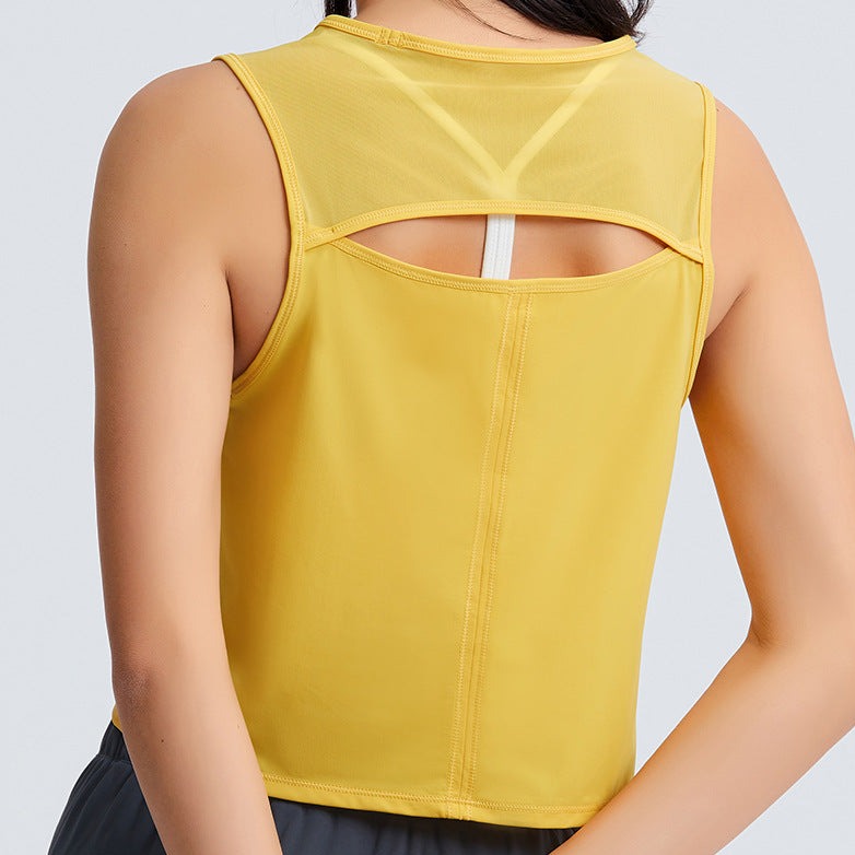Yellow Slit Back Crop Top