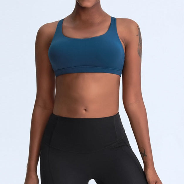 Marine Blue Multi-Cross Back Sports Bra (Matching Leggings Sold Separately)