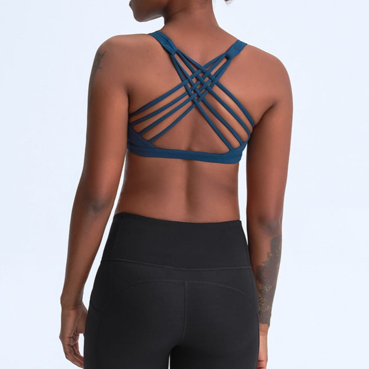 Marine Blue Multi-Cross Back Sports Bra (Matching Leggings Sold Separately)