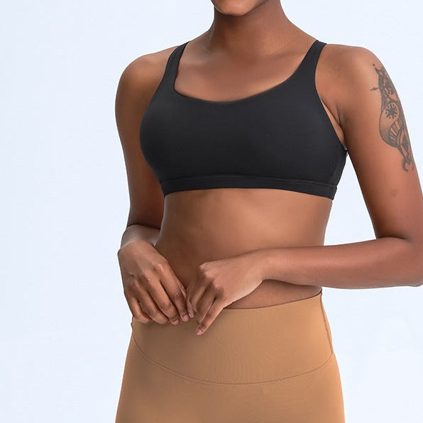 Black Multi-Cross Back Sports Bra