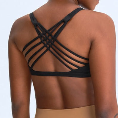 Black Multi-Cross Back Sports Bra