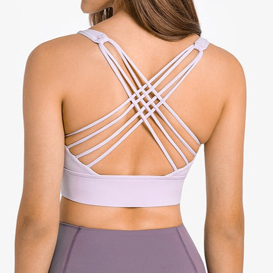 Powder Pink Multi-Cross Back Sports Bra