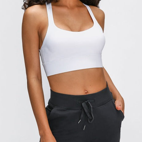 White Multi-Cross Back Sports Bra