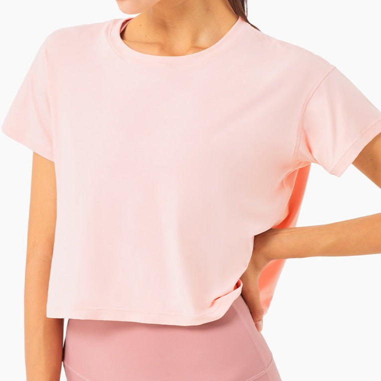 Pink Short Sleeve Cropped T-shirt