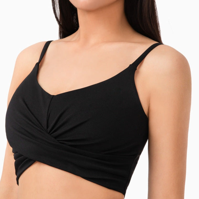 Black Front Knot Sports Bra