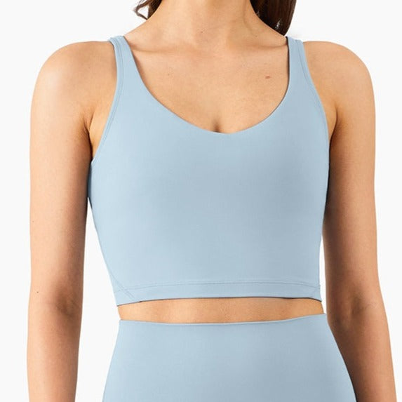Cowboy Blue V-Neck Sports Bra (Matching leggings sold separately)