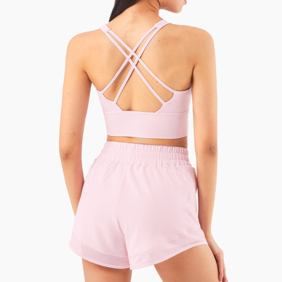 Rose Pink Shorts + Sports Bra