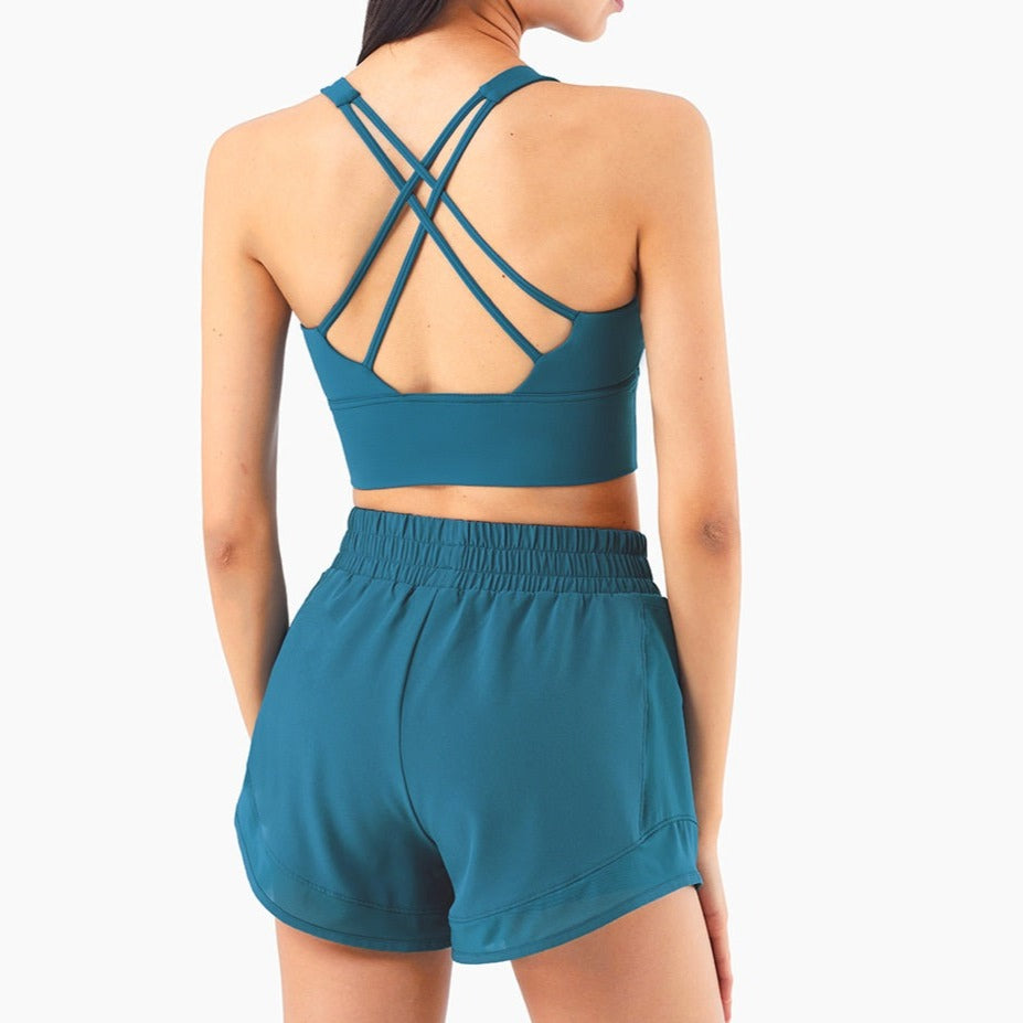 Desert Teal Shorts + Sports Bra