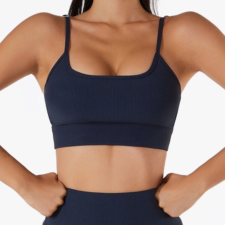 Black Ribbed Strap Top & Leggings