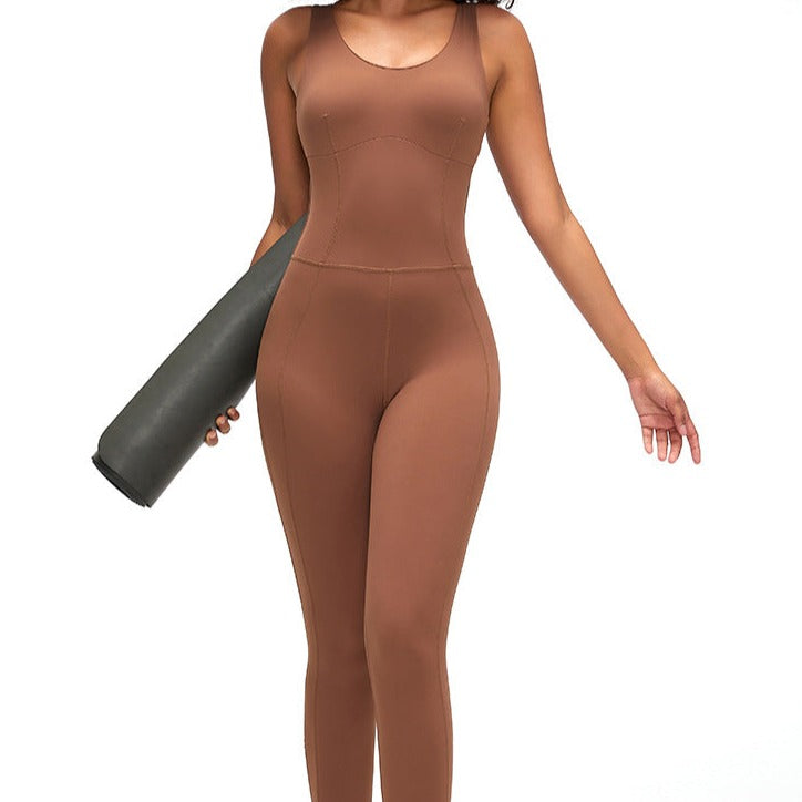 Brown Single Cross Jumpsuit