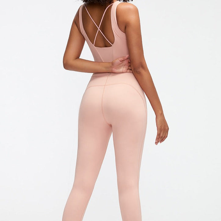 Powder Pink Single Cross Jumpsuit