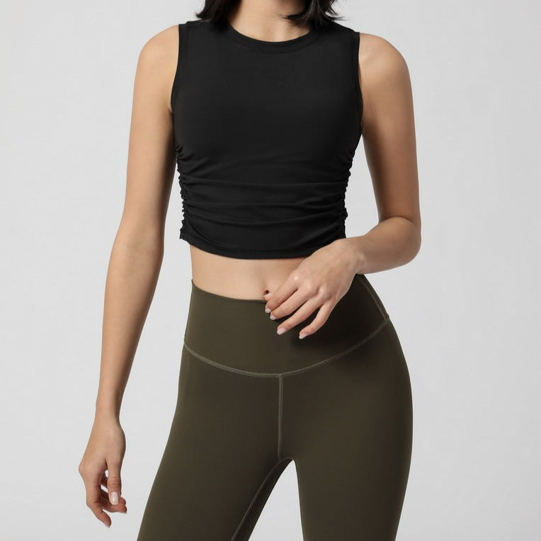 Gathered Black Crop Top