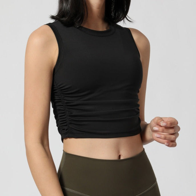 Gathered Black Crop Top